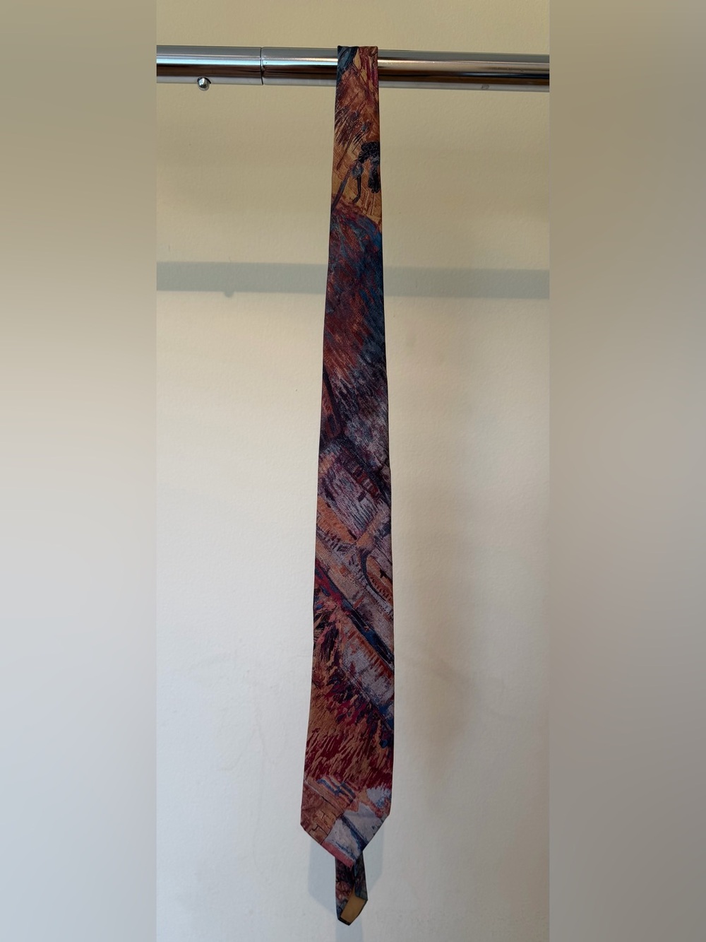 Source Unknown Men's Abstract Brown and Blue Patterned Tie